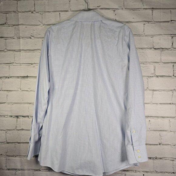 BROOKS BROTHERS LONG SLEEVE PLAID BUTTON DOWN BLUE AND WHITE NON IRON  15.5D - Picture 4 of 6